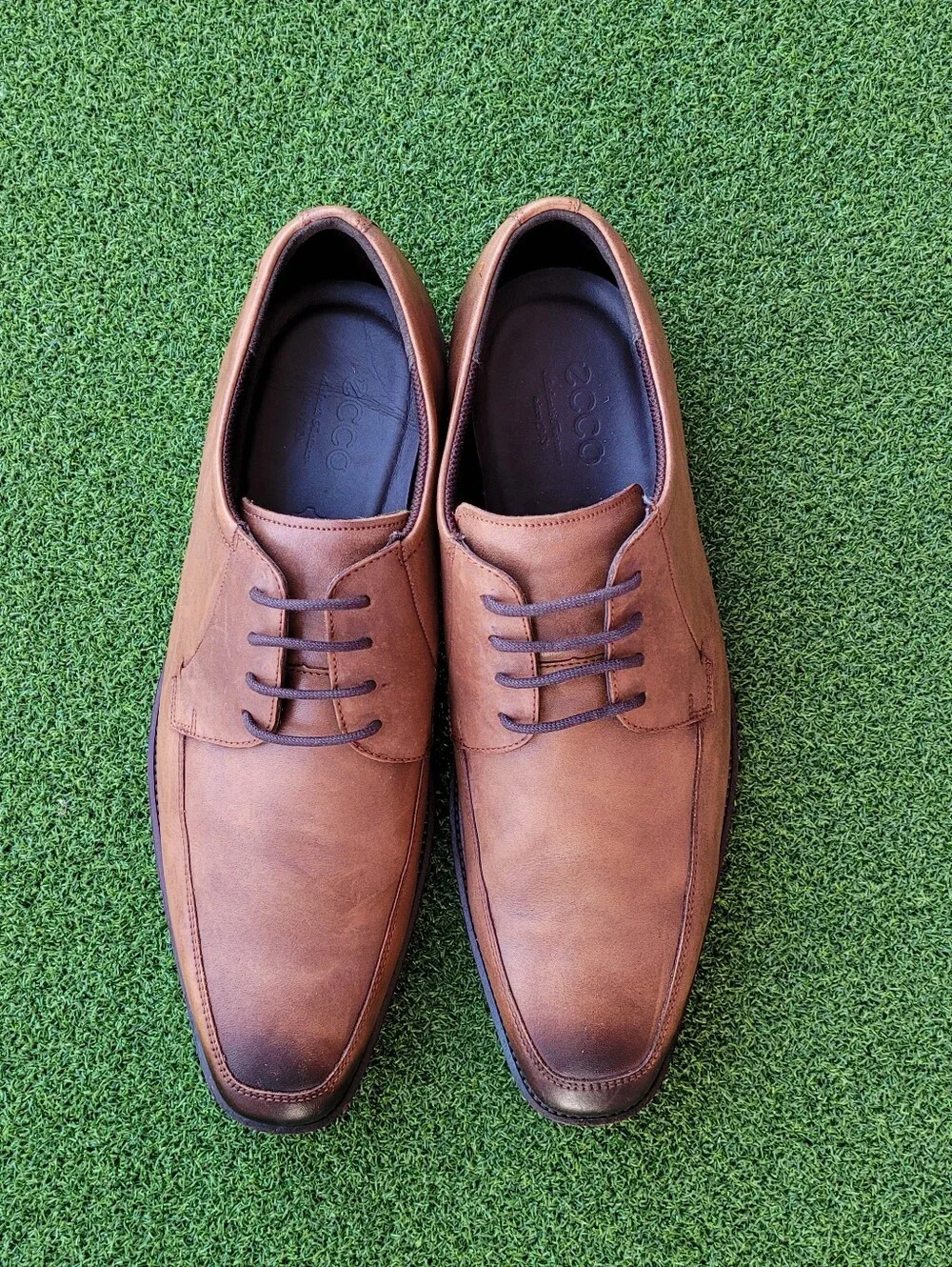 Mens ECCO Brown Leather Lace Up Dress Shoes - Euro 47 - US Size 13